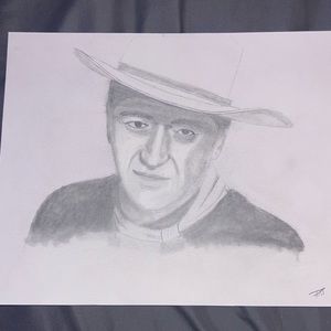 Completely Hand Drawn John Wayne Portrait